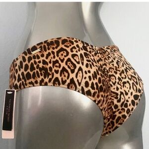 Victorias Secret Nwt Leopard Ruched Back Sexy Cheeky Swim Bikini Bottom M